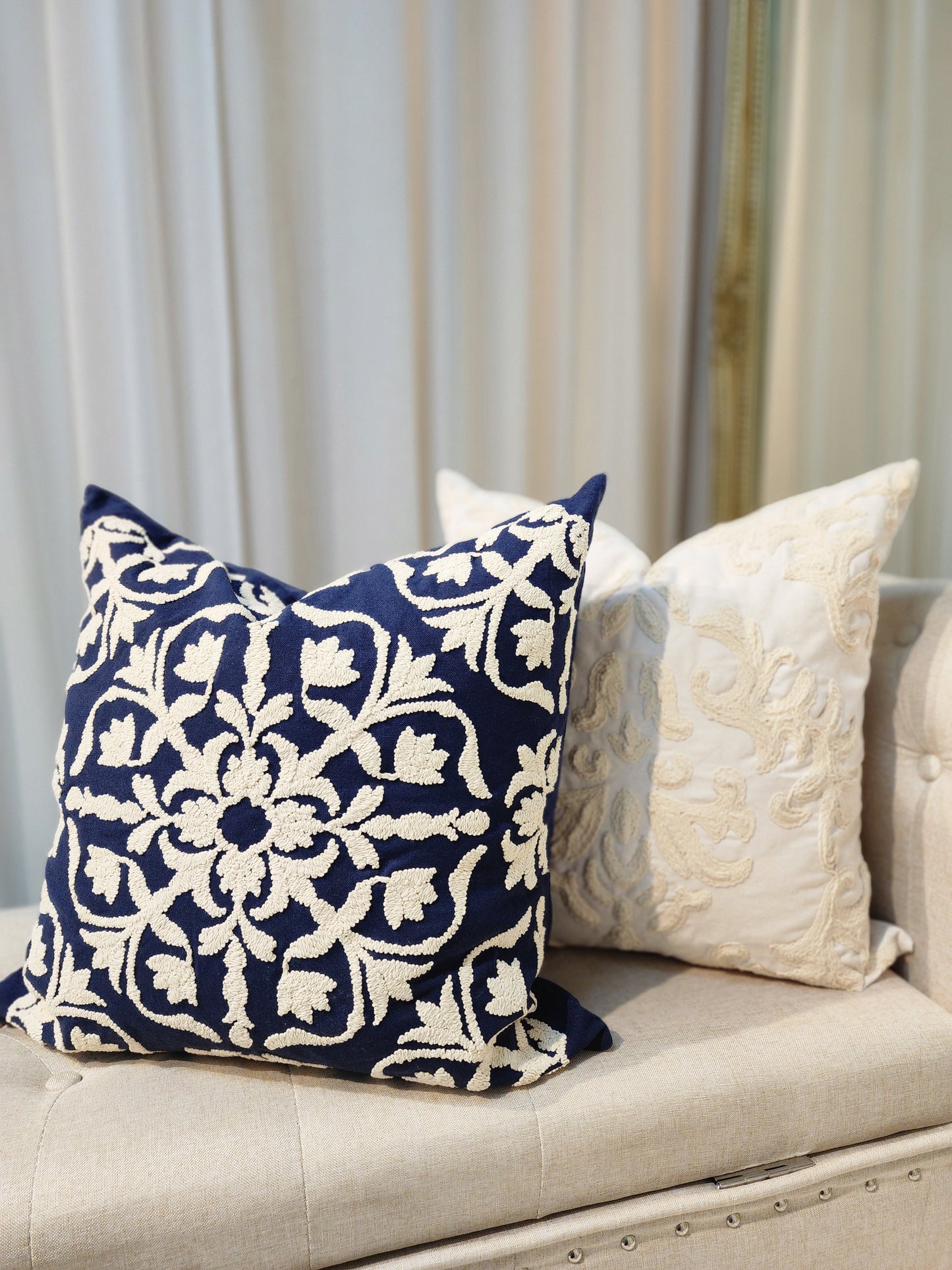GINA Embroidery Cushion Cover Beige- INSTOCK
