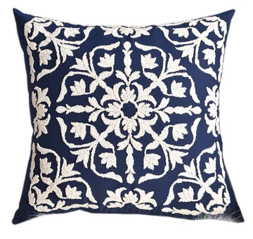 GINA Embroidery Cushion Cover Blue- INSTOCK
